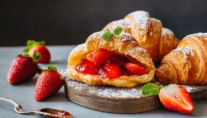 licious golden croissants filled with strawberry marmalade