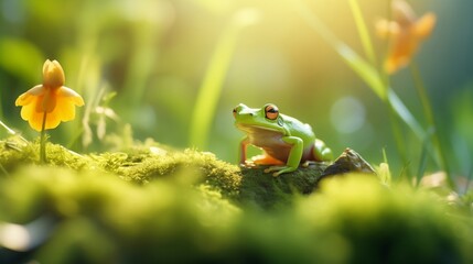 Cute Frog illustration - obrazy, fototapety, plakaty