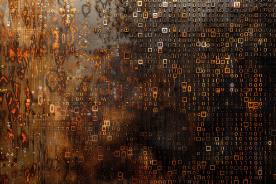 texture of brown and black alphanumeric codes