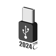 USB Type C in the year 2024. New data transfer port introduction. Fast charging interface advancing technically for mobile smartphones.