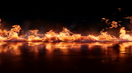 Burning inferno at night: flames on a dark background