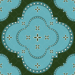 Vector turquoise seamless pattern background: Travelling East