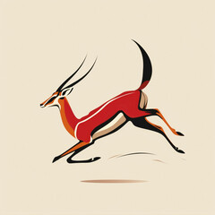 A minimalist vector representation of a leaping gazelle, symbolizing power and freedom with sleek simplicity and modern vibrancy, captured in stunning HD detail.