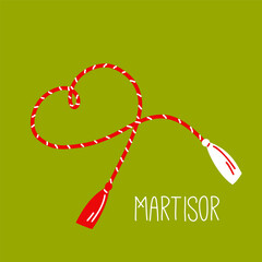 Martisor spring symbol Illustration folklore red and white ribbon amulet