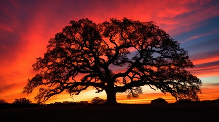 forest oak tree silhouette