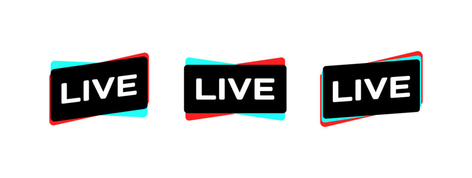 Live icon set. Social media. Live sign icons. Flat style. Vector icons