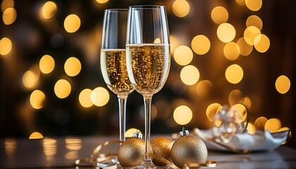 Celebration New Year With Champagne Decoration