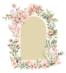 watercolor floral bouquet frame Spring wild flowers pastel colors