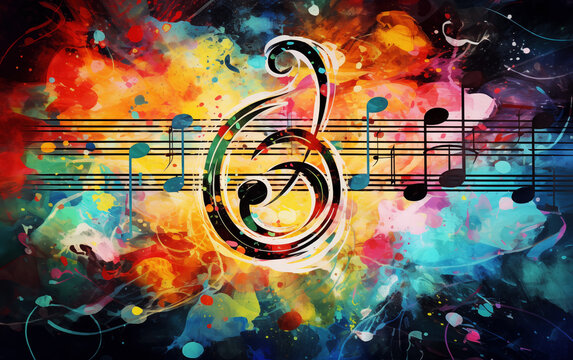 Music notes on abstract background.