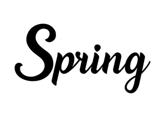 Calligraphy word Spring,inscription in black letters.