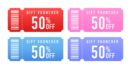 Coupon promotion sale for website, internet ads, social media. Big sale and super sale coupon code with exclusive offer up to 50 percent off discount, gift voucher coupon vector. Vector illustration
