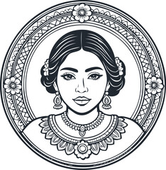 Mexican woman, vector illustration	 - 742745914