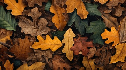 autumn oak leaves background - obrazy, fototapety, plakaty