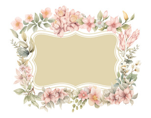 watercolor floral bouquet frame Spring wild flowers pastel colors