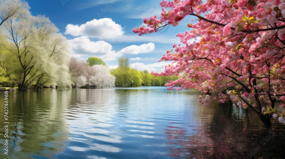 Canvas Prints serene lake spring