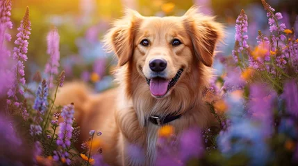 Fotobehang canine dog flowers © PikePicture