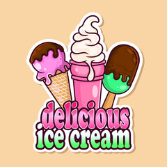 Colorful ice cream logo with text