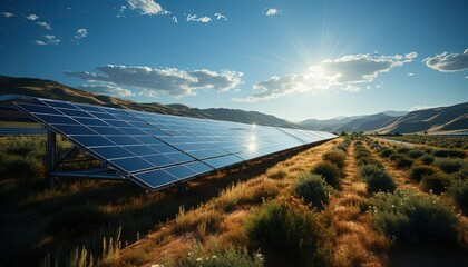An expansive solar farm generating clean energy