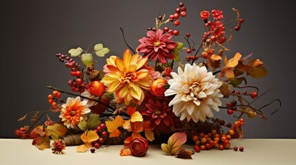 vibrant fall flowers isolated