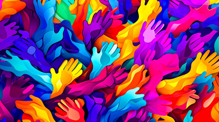 Bunch of colorful hands that are in the shape of ballon.