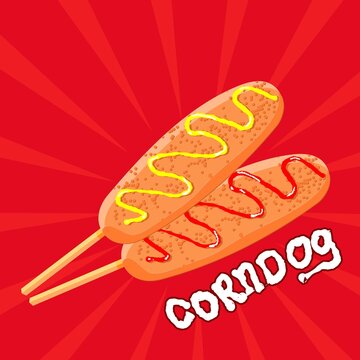illustration corndog in red background