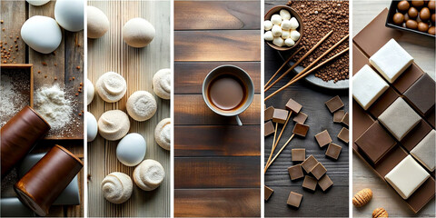 cup, coffee, chocolate, , marshmallow - obrazy, fototapety, plakaty