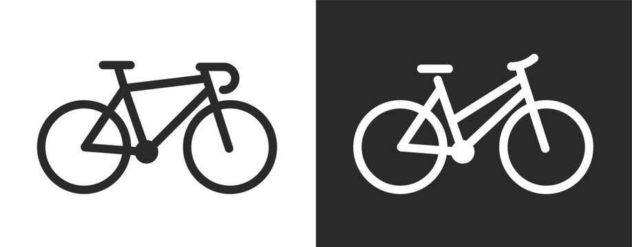 Bike icon, bicycle vector simple graphic, mountain and race sport cycle minimal symbol line outline stroke linear art design illustration set shape silhouette traffic sign image clipart