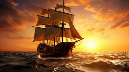 captain pirate ship sailing to sea
