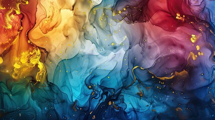 Vivid abstract color splash painting, modern art background using bold bright brushstrokes with a contrasting color palette