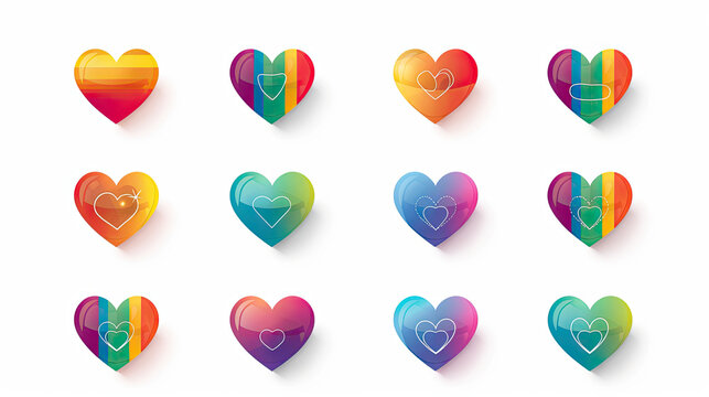 Rainbow Hearts: Pride & Unity Vector Icon Collection