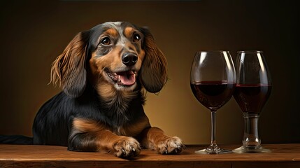 alcohol dog wine - obrazy, fototapety, plakaty