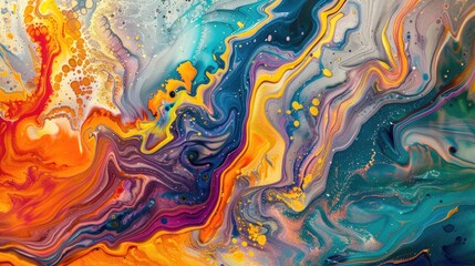 Vivid abstract color splash painting, modern art background using bold bright brushstrokes with a contrasting color palette