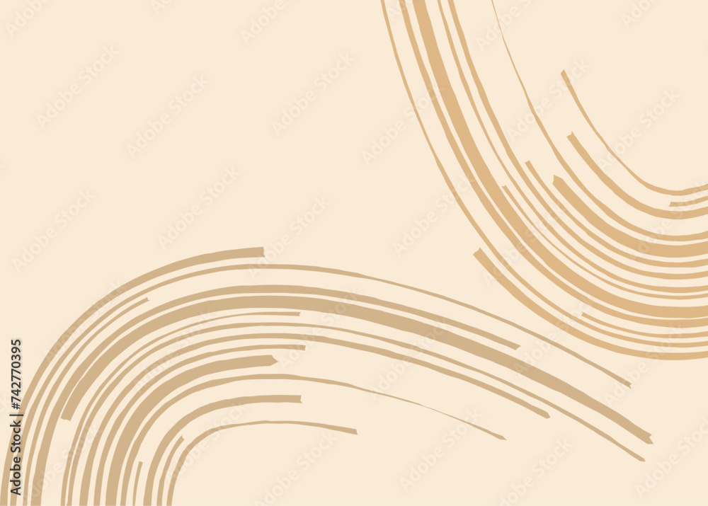 Poster minimalist background with curved brush lines pattern and with some copy space area