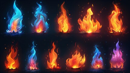 Icons depicting fire flames.
