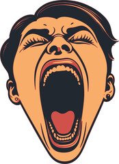 Woman's head with a screaming mouth, vector illustration - 742772914