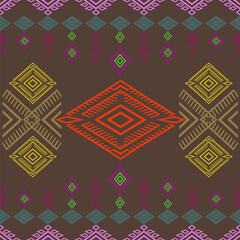 Geometric ethnic pattern seamless flower color oriental. seamless pattern. Design for fabric, curtain, background, carpet, wallpaper, clothing, wrapping, Batik, fabric,Vector illustration