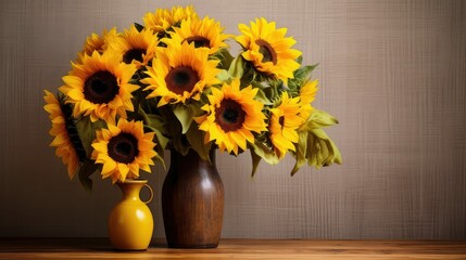 bright sunflowers on table