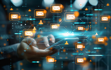 E-mail marketing and internet communication technology concept