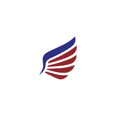 Eagle Wing Logo Vector Simple flat design red and blue