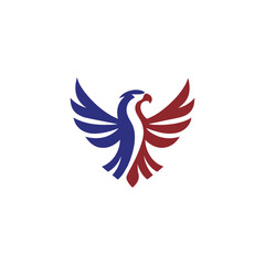 Eagle Wing Logo Vector Simple flat design red and blue