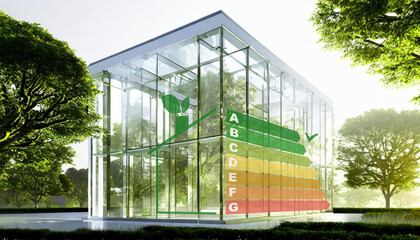 Futuristic house built respecting the environment and energy efficiency rules. Green real estate concept