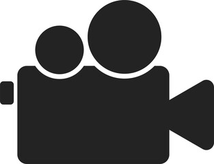 Isolated pictogram sign of video camera, for label security sign, footage icon, record logo, movie...