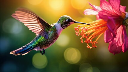 Fototapeta premium nectar hummingbird feeding on flower