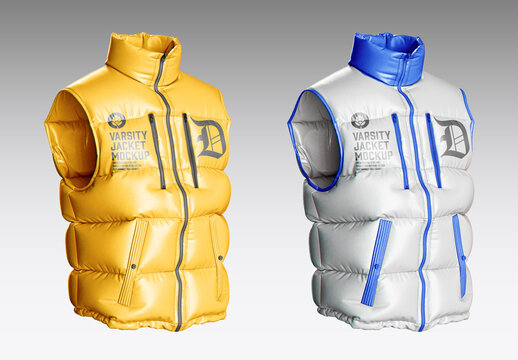 Nylon Men's Down Vest Mockup