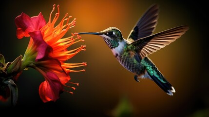 Fototapeta premium pollinati hummingbird feeding on flower