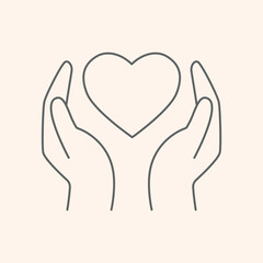 Donate concept. Hands with heart icon. Vector illustration