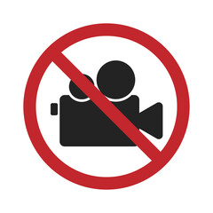 Isolated sign pictogram of do not take video, no picture, no camera allowed