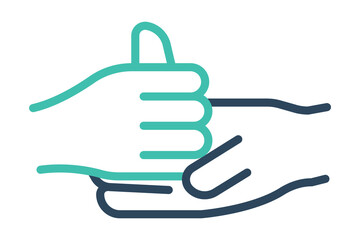 help sign language. symbol 'Help' sign in sign language with diverse hands, offering assistance. line icon style. element illustration