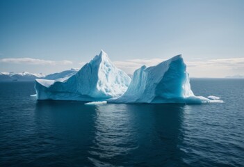 Fototapeta na wymiar A huge iceberg that broke off from Antarctica is floating in the ocean. The problem of climate change due to global warming