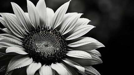 plant sunflower black and white